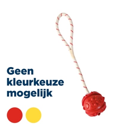 Trixie bal aan touw natuurrubber drijvend assorti