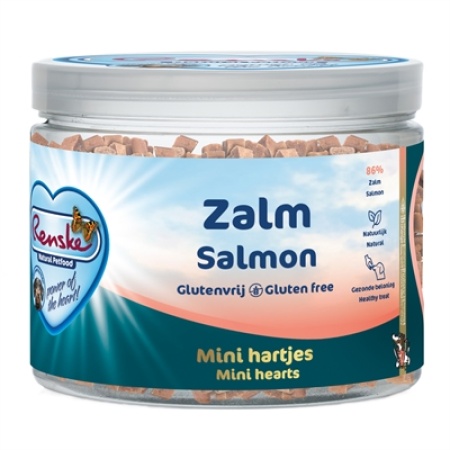 Renske hond gezonde beloning mini hartjes zalm