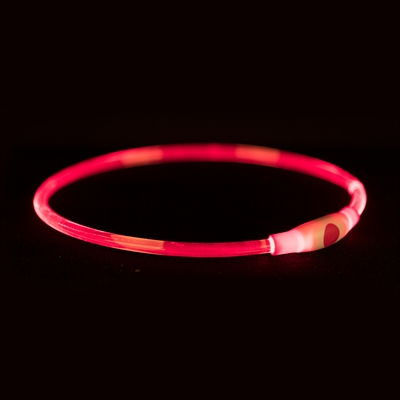 Trixie lichtgevende halsband usb flash light oplaadbaar tpu rood - Afbeelding 2