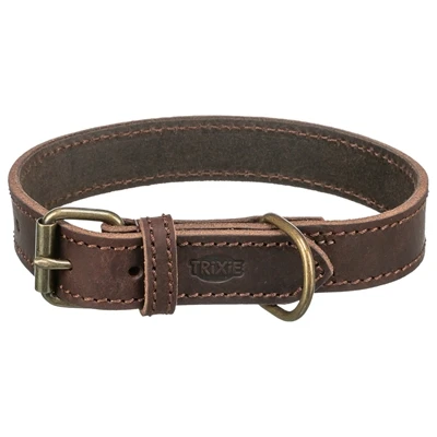 Trixie halsband hond rustic vetleer donkerbruin - Afbeelding 3