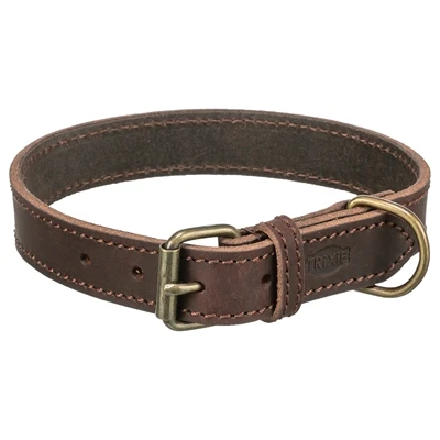 Trixie halsband hond rustic vetleer donkerbruin - Afbeelding 2