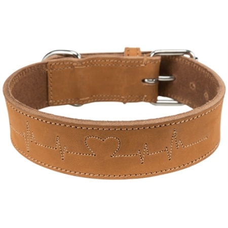 Trixie halsband hond rustic vetleer heartbeat bruin