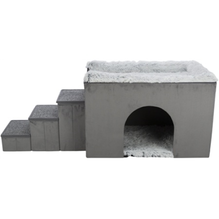 Trixie hondenmand huis harvey met trap grijs / wit