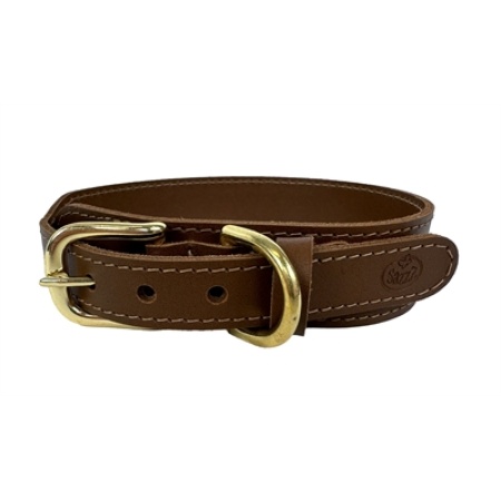 Sazzz halsband hond pioneer classic leer zadel bruin