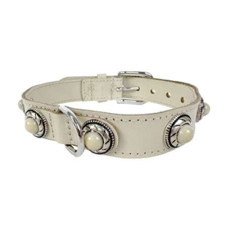 Sazzz halsband hond adventure stone classic leer creme