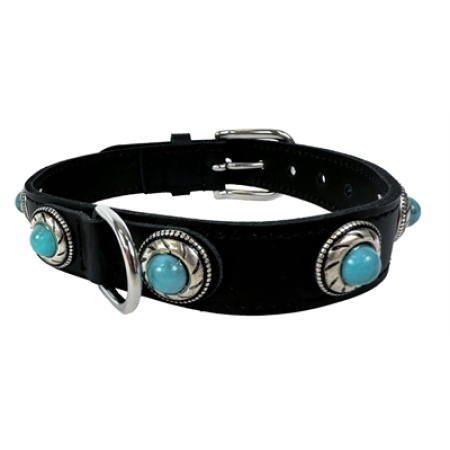 Sazzz halsband hond adventure stone classic leer zwart