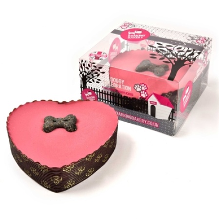 The barking bakery yoghurt topped pawty cake roze hart met kaars