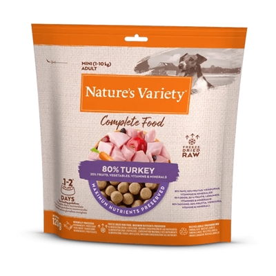 Natures variety freeze dried complete mini adult 1-10 kg turkey
