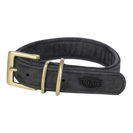 Trixie halsband hond pure leer zwart