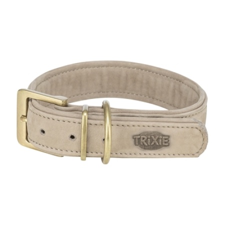 Trixie halsband hond pure leer lichtgrijs