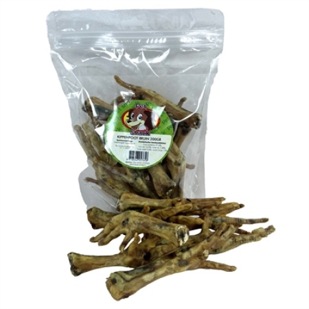 Petsnack kippenpoten gerookt bruin