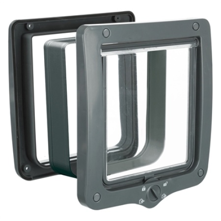 Trixie 4-weg kattenluik xl met tunnel grijs