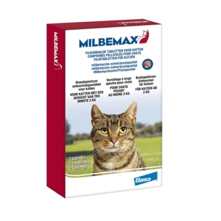 Milbemax tablet ontworming kat 2-8kg 2tbl