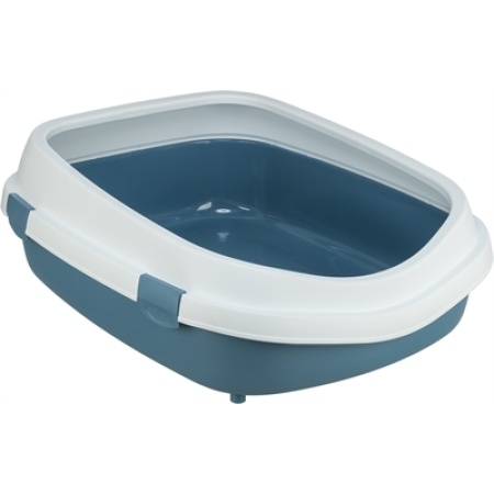 Trixie kattenbak primo met rand blauw / wit