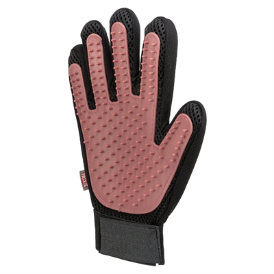Trixie vachtverzorgingshandschoen mesh-materiaal / tpr roze / zwart - Afbeelding 2