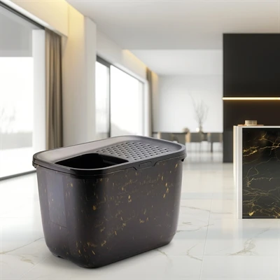 Savic kattenbak hop in marble zwart / goud - Afbeelding 7