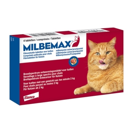Milbemax tablet ontworming kat 2-8kg 4tbl