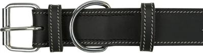 Trixie halsband hond rustic vetleer heartbeat zwart - Afbeelding 2