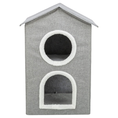 Trixie kattenmand / kattenhuis nora soft 2 verdriepingen lichtgrijs