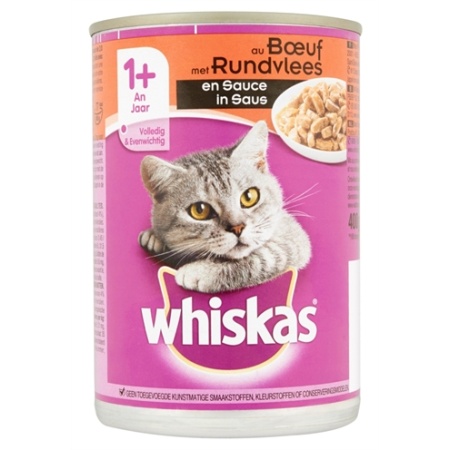 Whiskas blik adult rund in saus