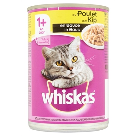 Whiskas blik adult brokjes in saus kip