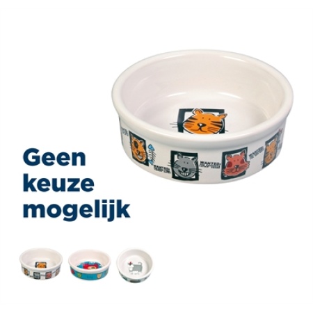 Trixie voerbak kat keramiek met print assorti