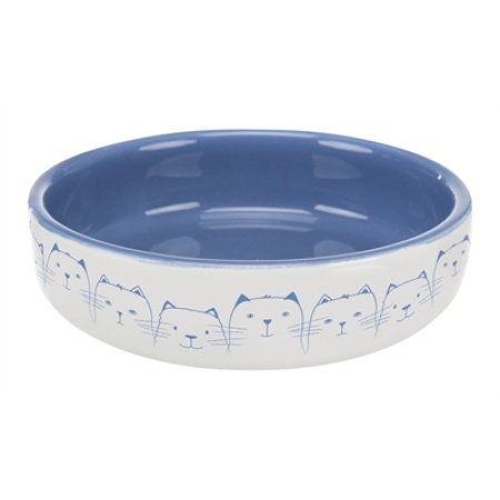 Trixie voerbak / drinkbak kat platte neus lichtblauw / wit