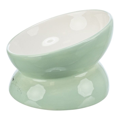 Trixie voerbak / drinkbak kat verhoogd keramiek salie / wit - Afbeelding 2