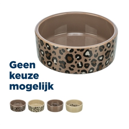 Trixie voerbak / drinkbak leo kat keramiek panterprint assorti