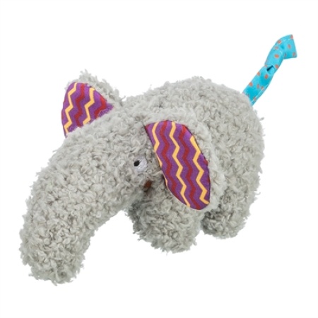 Trixie olifant pluche met kattenkruid / catnip grijs