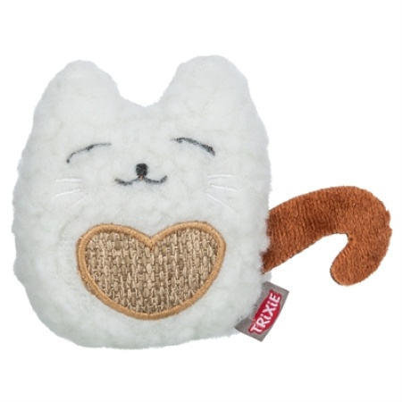 Trixie kat stof / pluche met kattenkruid / catnip wit / beige