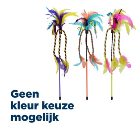 Happy pet tabby patch kattenhengel met lint en veren assorti