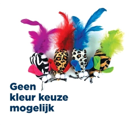 Happy pet tabby patch safari muis met veren assorti