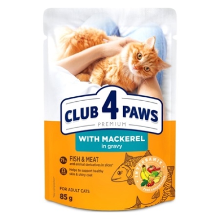 Club 4 paws premium adult mackerel in gravy pouch