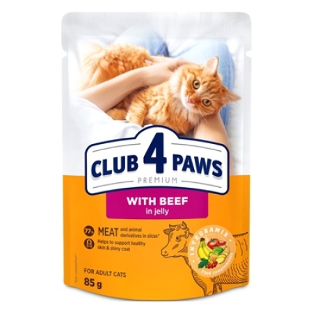 Club 4 paws premium adult beef in jelly pouch