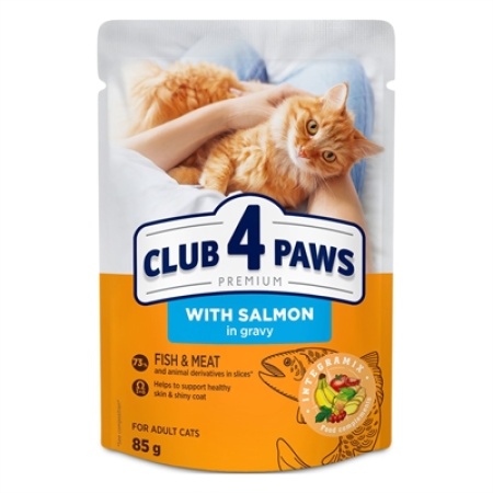 Club 4 paws premium adult salmon in gravy pouch