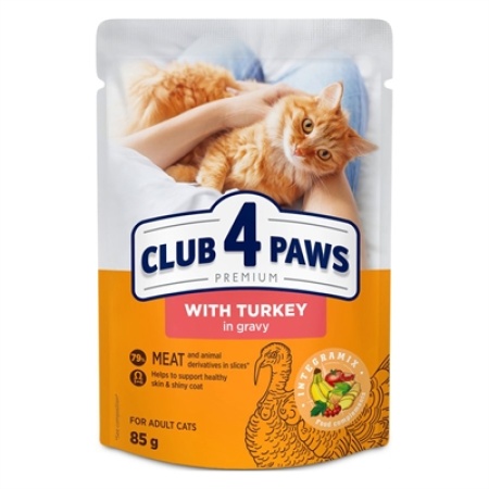 Club 4 paws premium adult turkey in gravy pouch