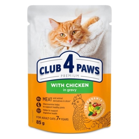 Club 4 paws premium senior 7+ chicken in gravy pouch