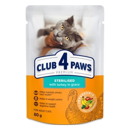 Club 4 paws premium adult sterilised turkey in gravy pouch