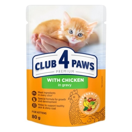 Club 4 paws premium kitten chicken in gravy pouch