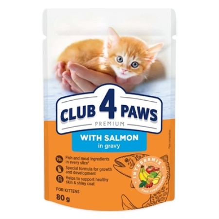 Club 4 paws premium kitten salmon in gravy pouch