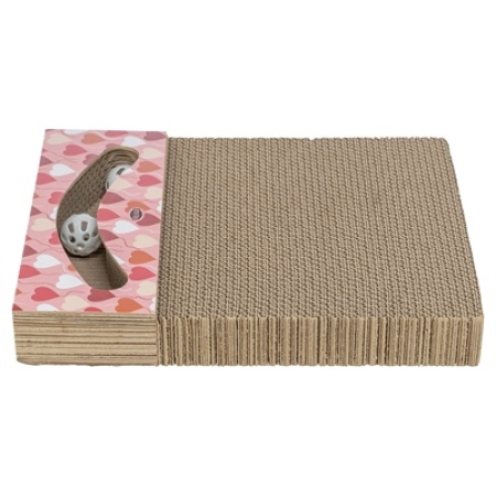 Trixie krabplank hartjes met ballen rechthoekig karton zalm