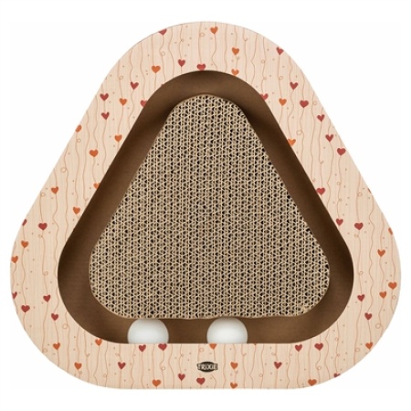 Trixie krabplank hartjes met ballen driehoekig karton abrikoos