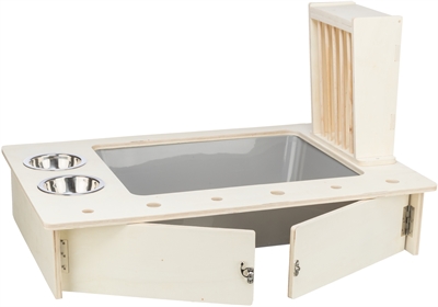 Trixie voederstation met voerbak / waterbak / hooiruif hout naturel - Afbeelding 8