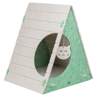 Trixie kattenmand speelbox lucy driehoekig vilt zand / groen - Afbeelding 2
