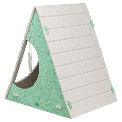 Trixie kattenmand speelbox lucy driehoekig vilt zand / groen - Afbeelding 4