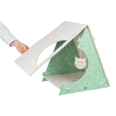 Trixie kattenmand speelbox lucy driehoekig vilt zand / groen - Afbeelding 11