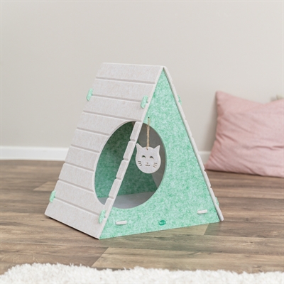 Trixie kattenmand speelbox lucy driehoekig vilt zand / groen - Afbeelding 12