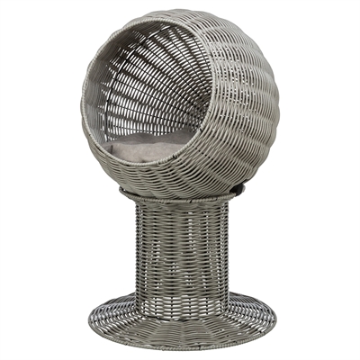 Trixie kattenmand amalia rond polyrattan grijs - Afbeelding 2