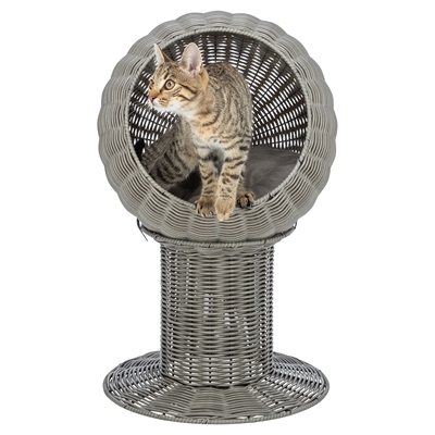 Trixie kattenmand amalia rond polyrattan grijs - Afbeelding 9